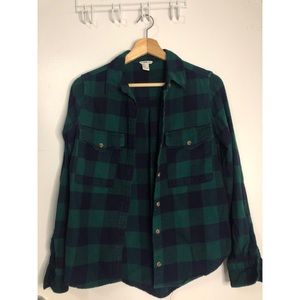 Forever21 Green Plaid Button Down Shirt